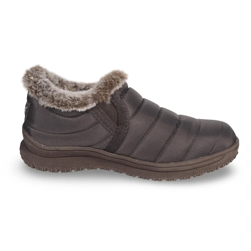 Minnetonka Timpson‎ Hard Sole Slip-on Lined Boots Women 6 Brown Quilted Nylon